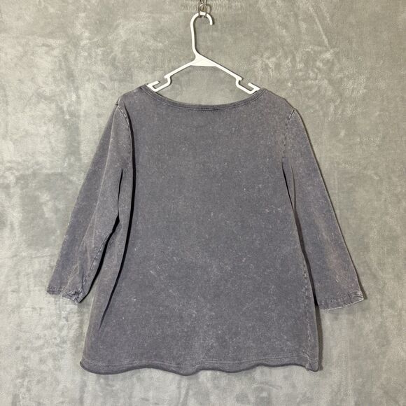 Ali Miles Women L Winter Dogs Print Top Christmas Tree Sweater 3/4 Sleeves Gray - Picture 3 of 9